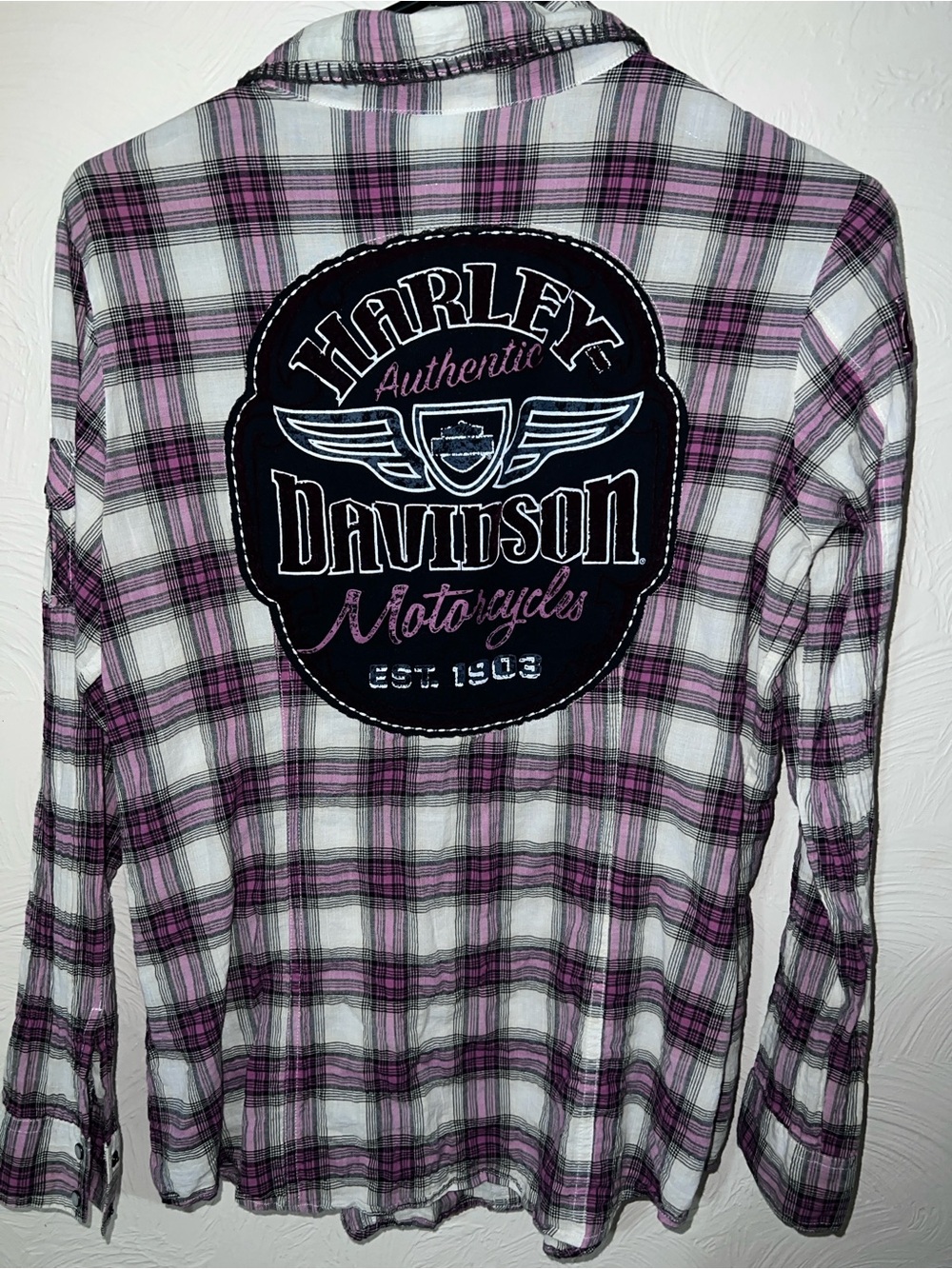 Women’s Harley-Davidson Plaid Shirt with Pearl Snap Western Inspired - Picture 7 of 7